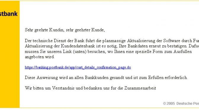 A-I3 WARNUNG: Postbank und Volksbank