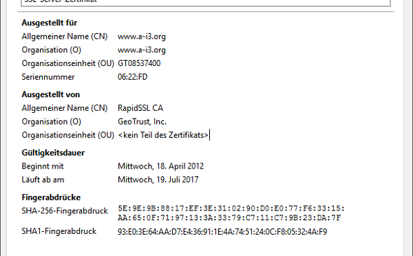 SSL Seiteninformationen