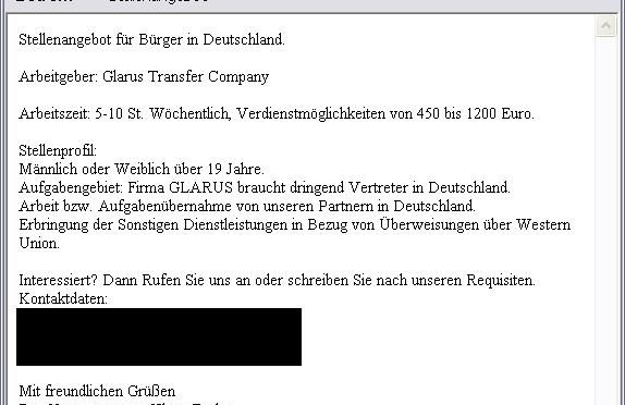 A-I3: Neue Phishing-Mail – Stellenangebot für Dienstleister