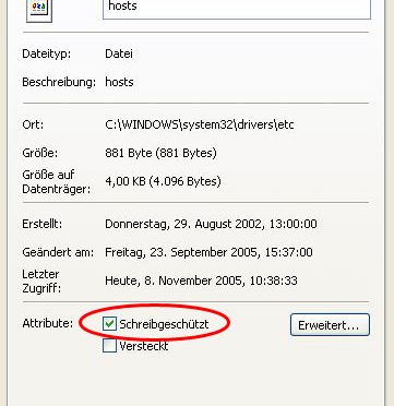 Schutz vor Pharming durch schreibgeschützte hosts-Datei?